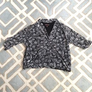 DANA BUCHMAN 3/4 sleeve V neck sheer blouse 2X